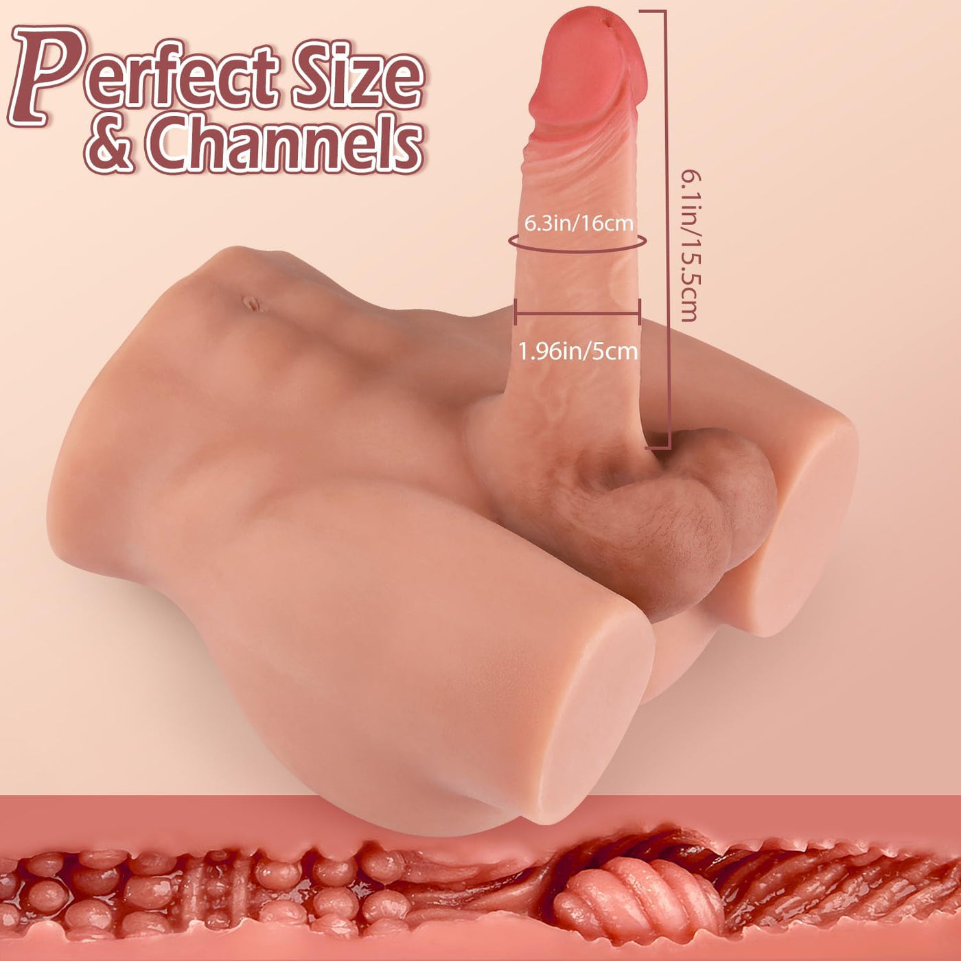 Male Sex Doll with Realistic Dildo 7.4lb with Anal hole