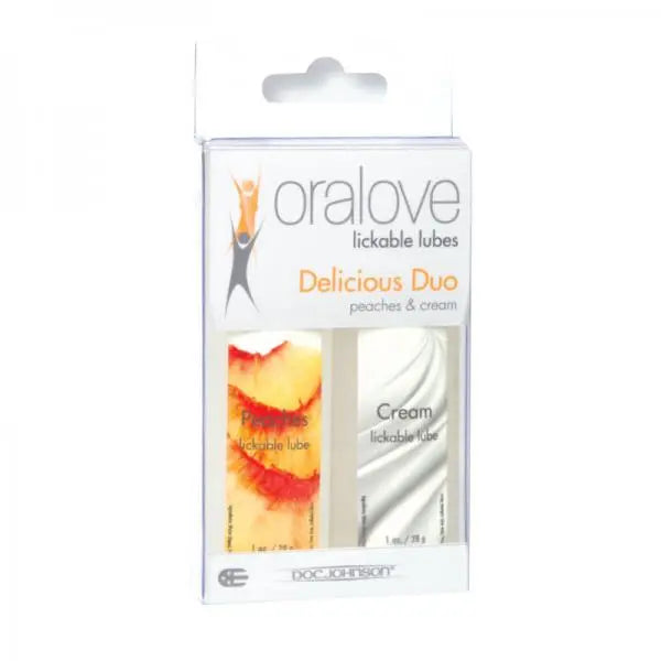 Oralove Delicious Duo Lickable Lubes Peaches and Cream Doc Johnson