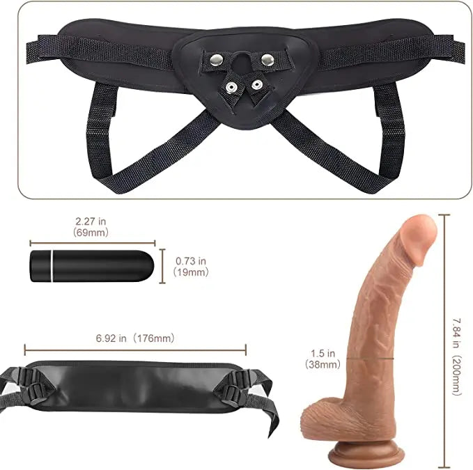 Realistic Strap On Dildo with Bullet Vibrator Lover Thingz