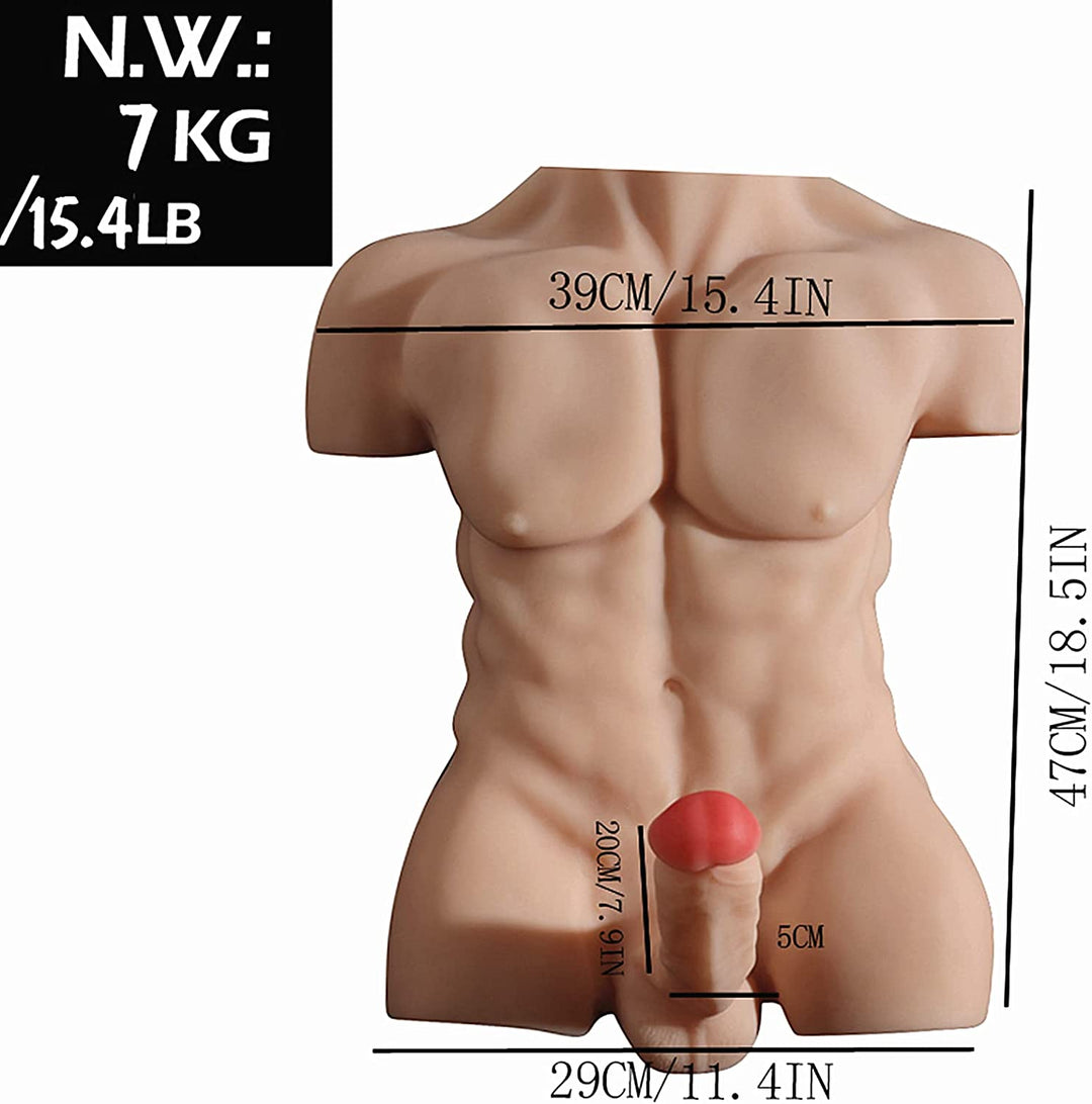Muñeca sexual masculina de medio cuerpo de 15,4 libras con ano